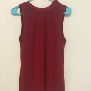 Red pleated turtleneck shirt Express